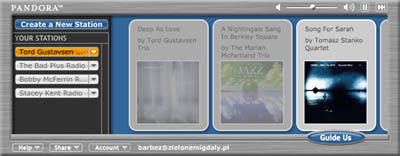 Interfejs serwisu Pandora